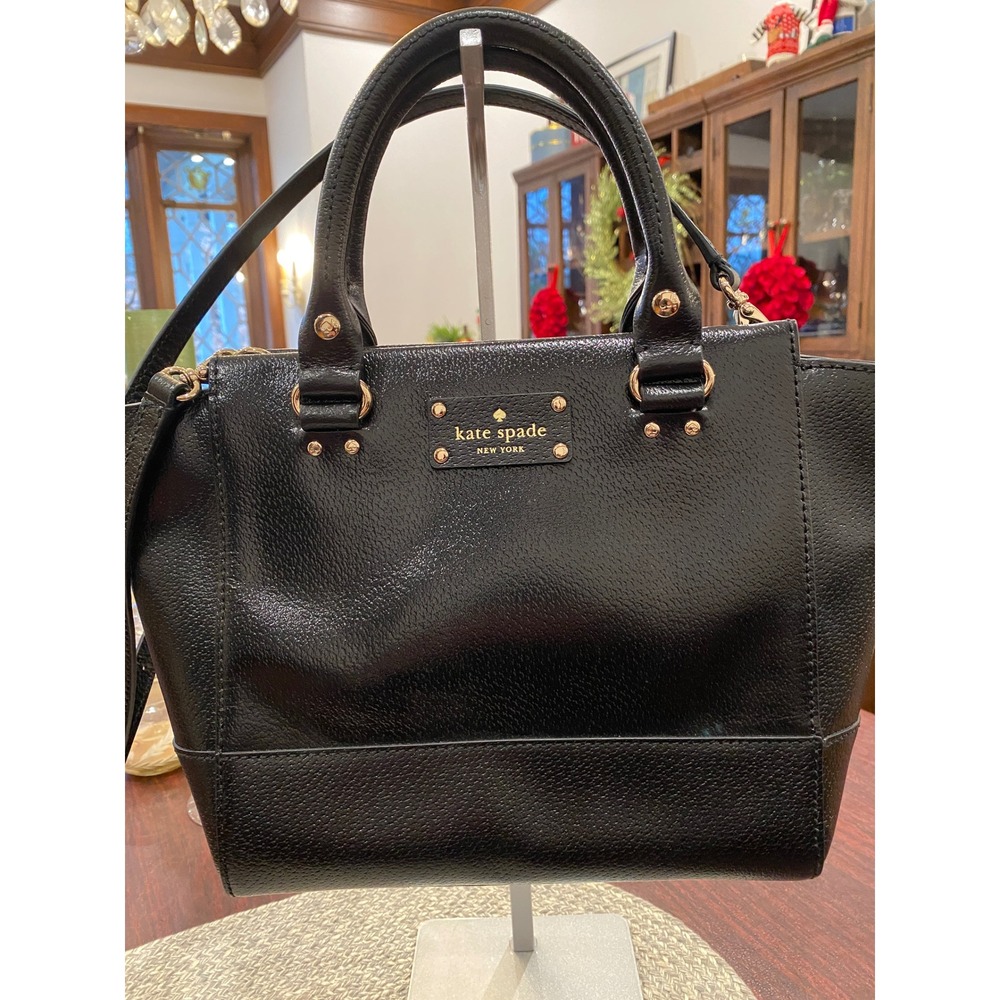LIKE‎ NEW - Kate Spade New York Black Leather Satchel Handbag Gold Hardware - Picture 2 of 16
